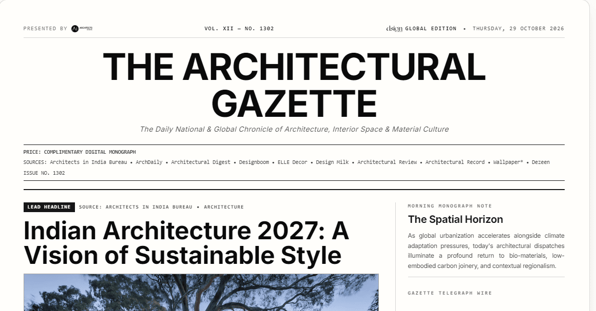 The Architectural Gazette front page — Global Gazette international editorial feature